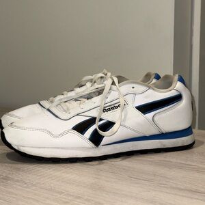Reebok Classic Leather Sneakers White Blue Black Men’s Size 11.5 EU 45